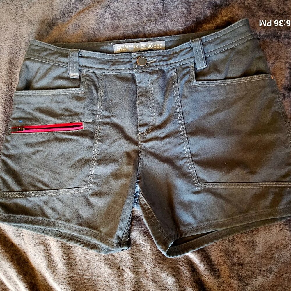 Icebreaker Terra Shorts wool 70% blend women's size 30 hiking cargo